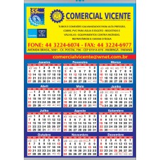 Folhinha com Vareta Papel Couchê Brilho 170g 36x50cm 4x0 cores 500 unidades